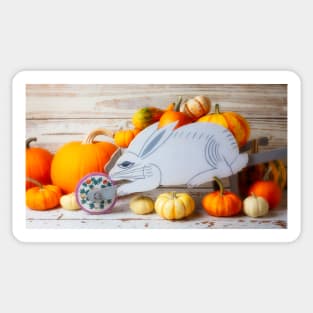 Rabbit Wheelbarrow With Pumpkins Sticker